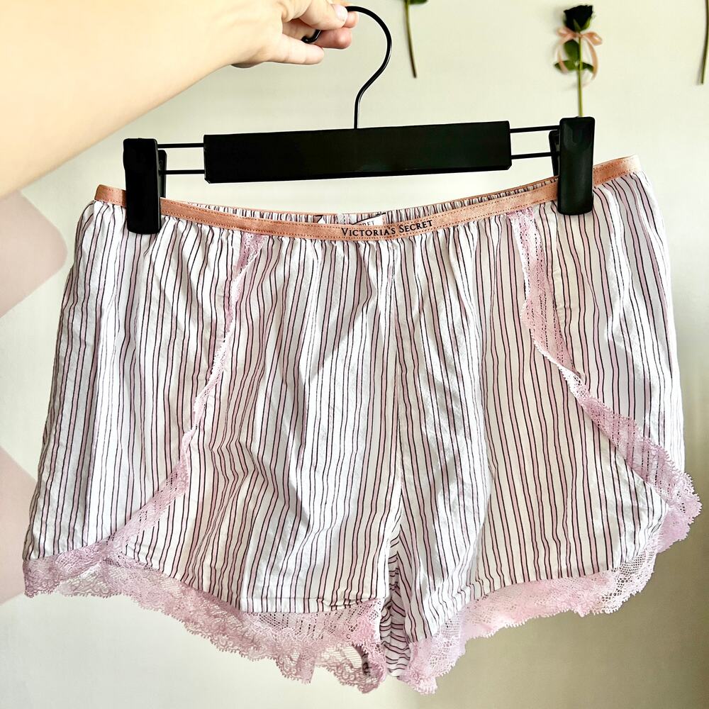 Victoria's Secret Pink Striped Pajama Shorts, Coquette, Y2K,‎ Soft Girl, Small